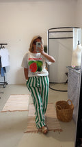 Musselin Hose lang grün weiß