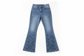 Jeans blau mit Blumenmuster unten