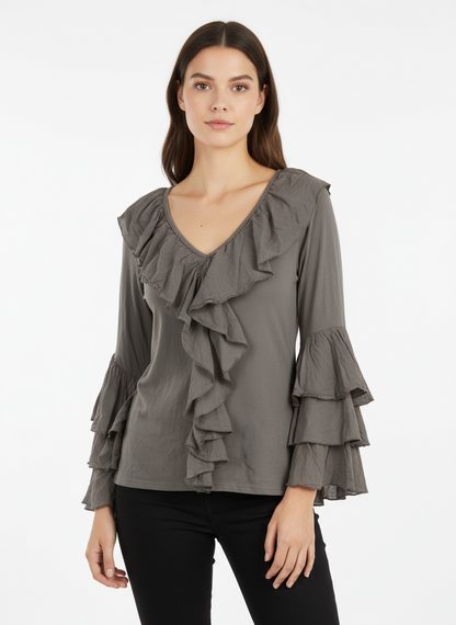 Bluse Bridgerton grau
