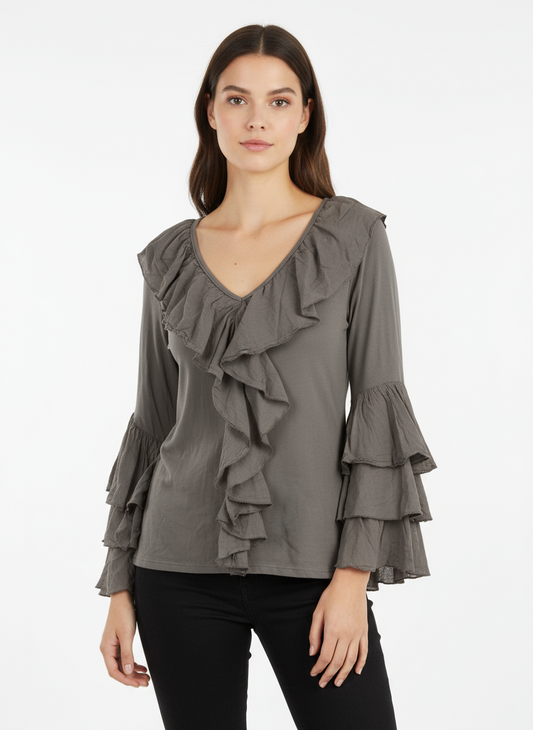 Bluse Bridgerton grau