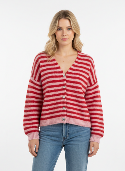 Cardigan Stripes Mini rosa rot