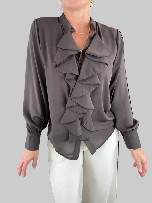Volant Bluse braun