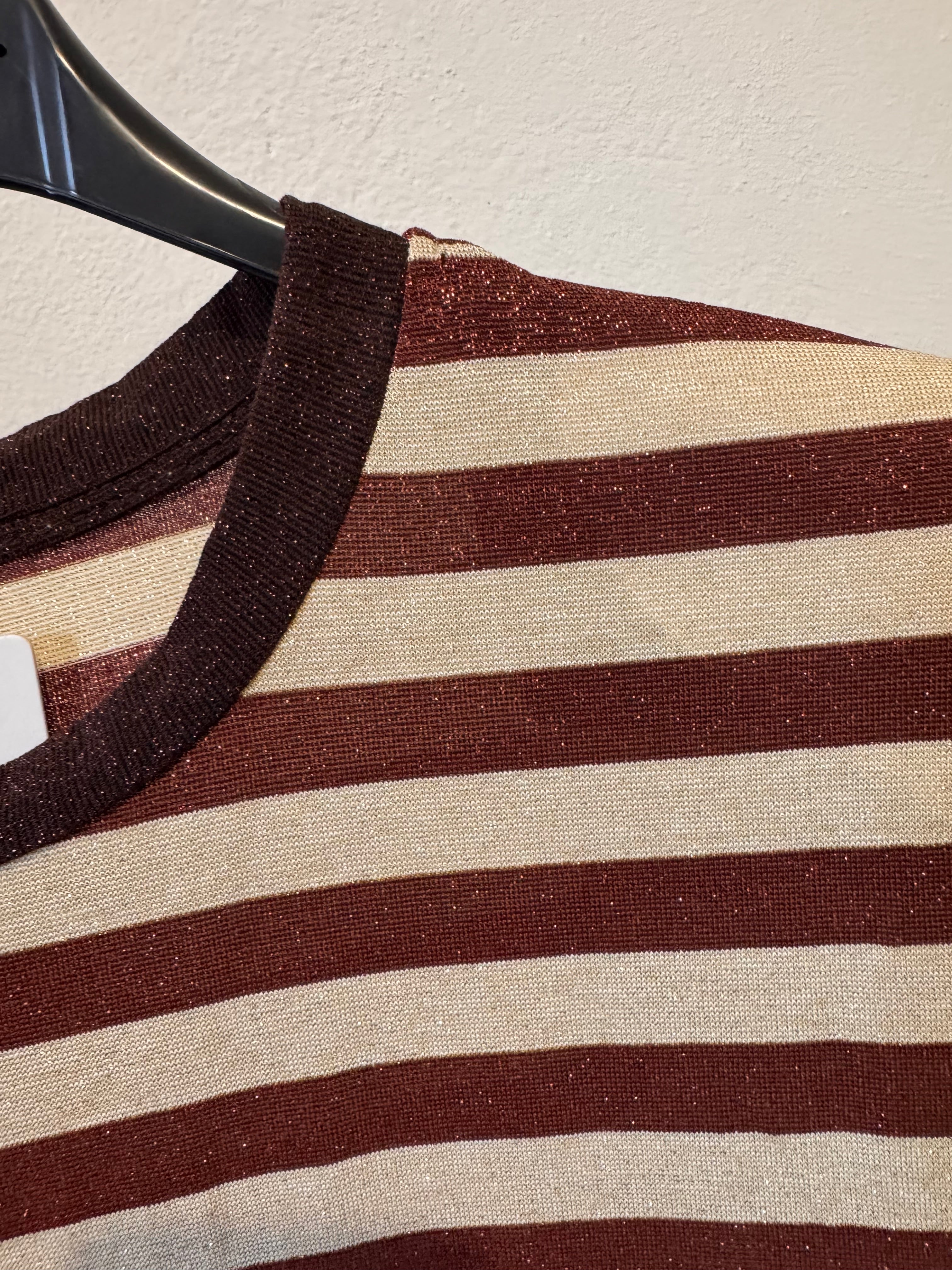 Maxikleid gestreift mit Glitzer braun