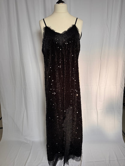 Kleid Glitzer Lang mit Spitze