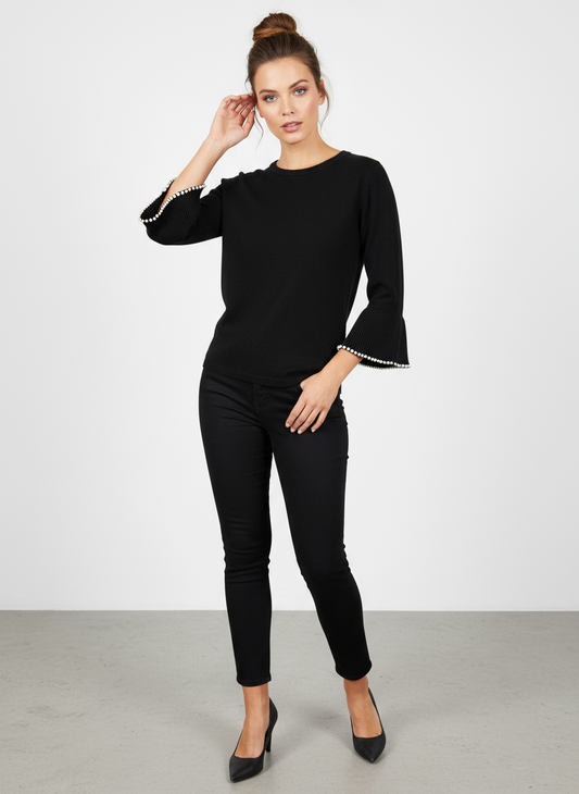 Perlen Schlagoberteil schwarz