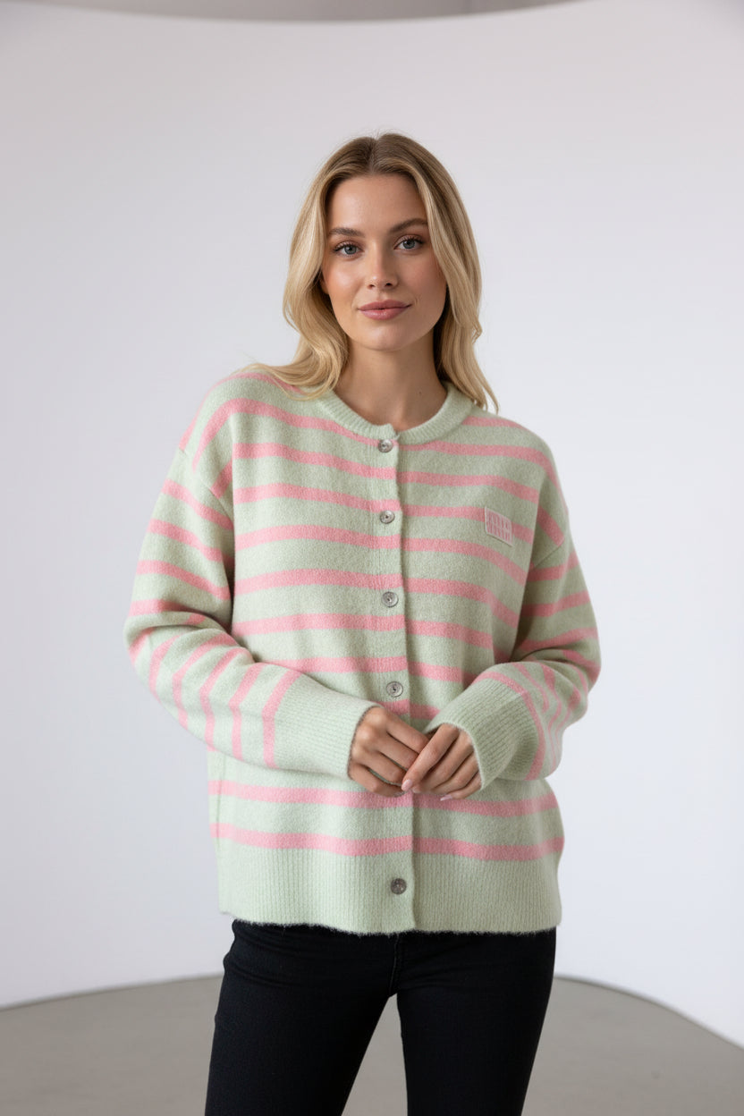 Gestreifter Cardigan in Frühlingsfarben