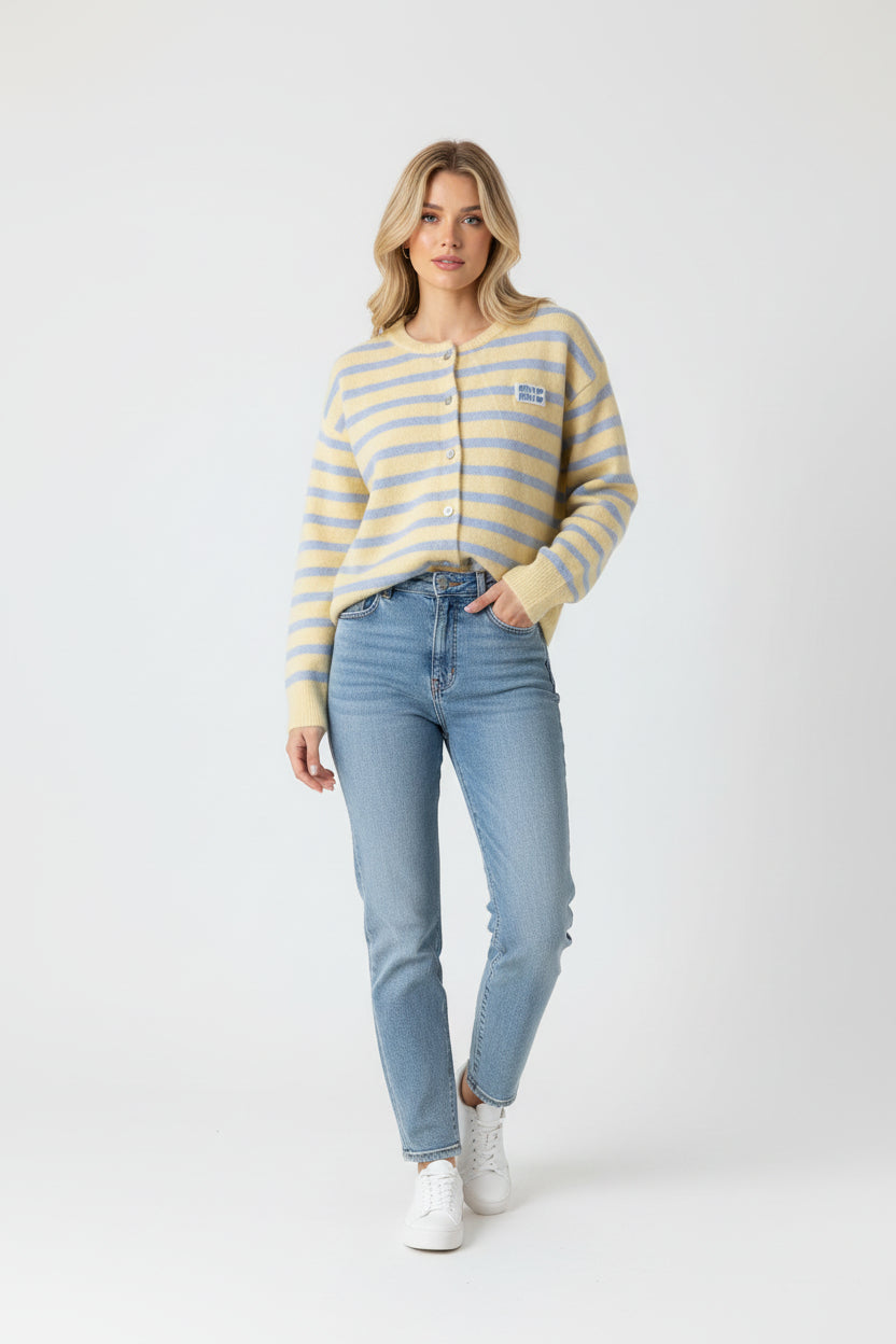 Gestreifter Cardigan in Frühlingsfarben